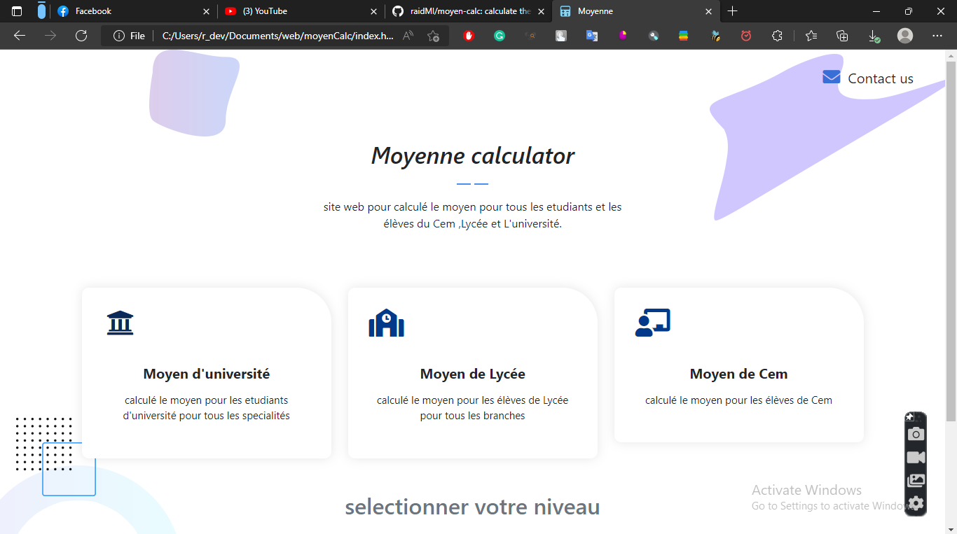 Moyen Calculator